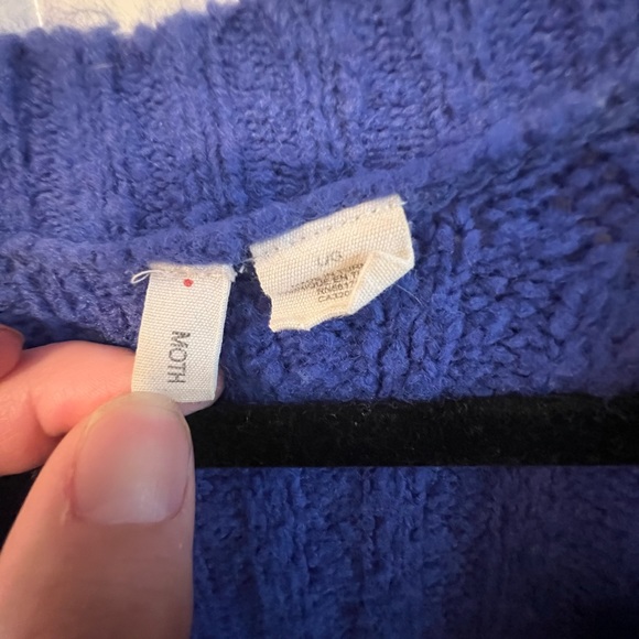 Athropologie Moth Size L Blue Ribbed Knit Long Sweater Cardigan Oversized - Picture 4 of 8